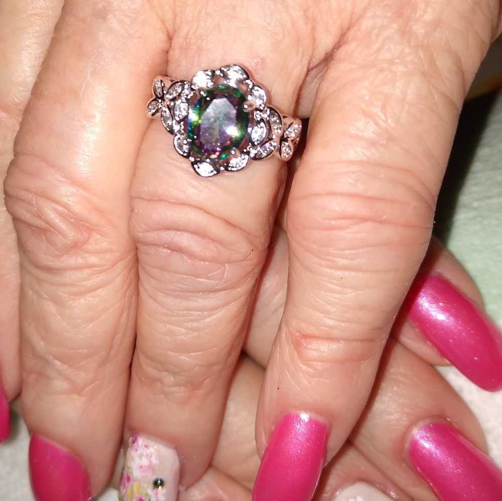 Mystic Rainbow Topaz Ring - Picture 8 of 13